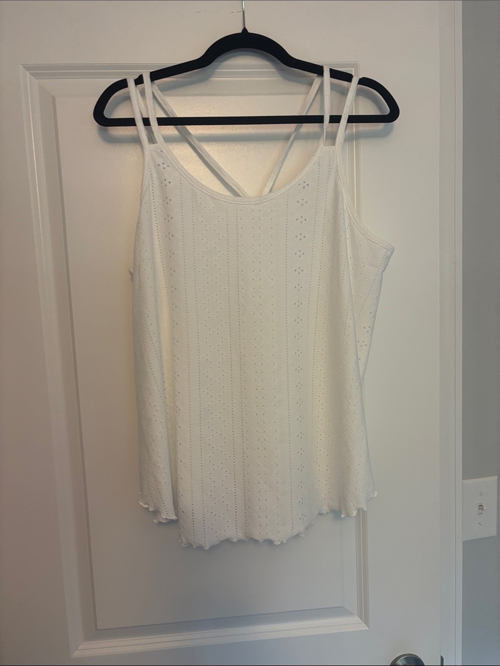 Women's White Eyelet Strappy Tank Top